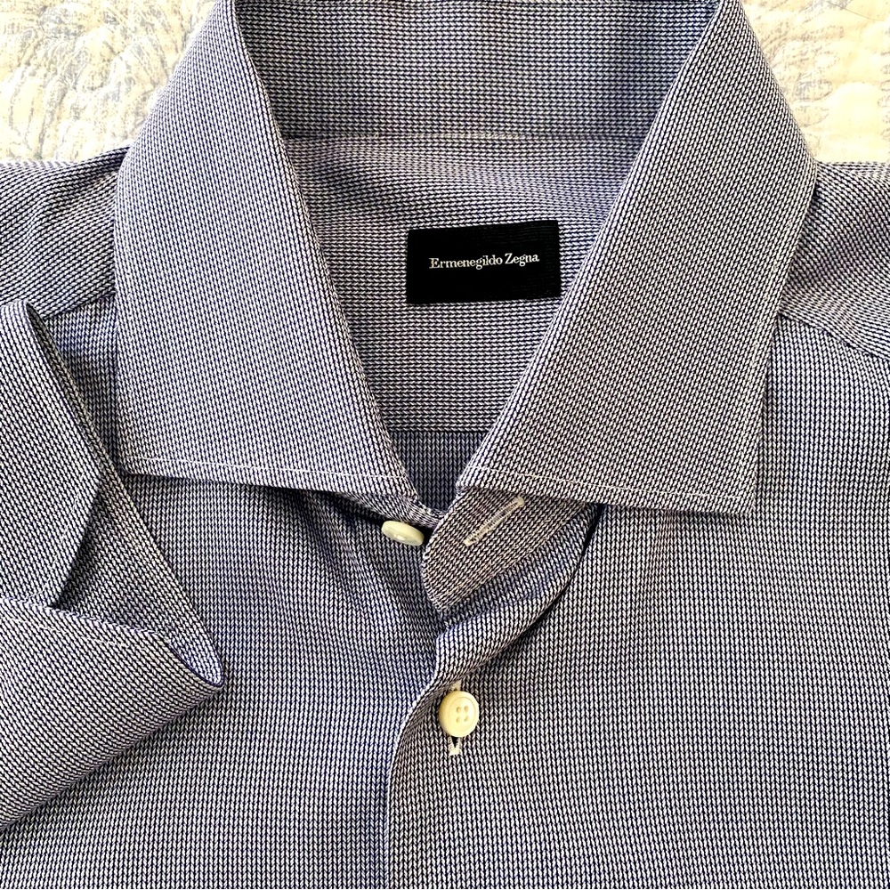Ermenegildo Zegna Blue Casual Button Down Shirt